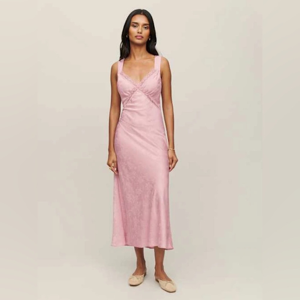 reformation provence dress pink Reformation | Dresses | Reformation Xs Provence Pink Lace Silk Midi Dress  Open Back